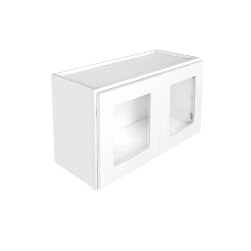 Wall Cabinet 2 Doors Frosted Glass 30" W x 15" H x 12" D