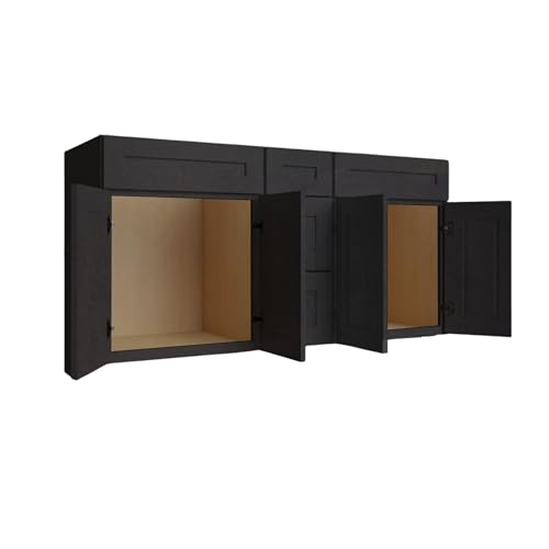Load image into Gallery viewer, Vanity Sink Base Cabinet 3 Drawers Middle, Double Sink 60&quot; W x 34.5&quot; H x 21&quot; D
