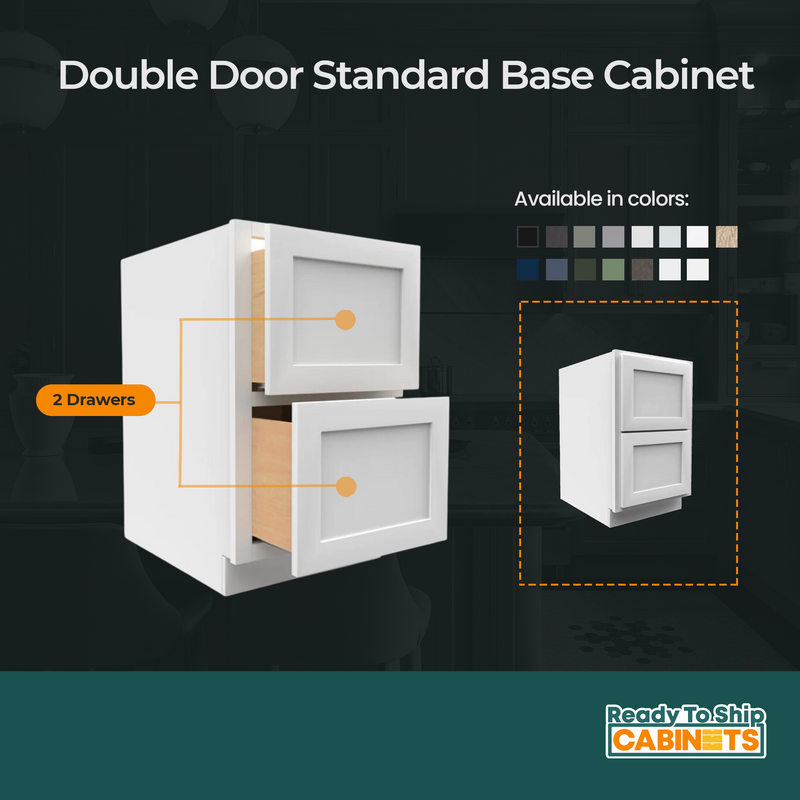 Load image into Gallery viewer, 2DB24 Ready To Ship Cabinets Soft Edge 2 Drawers Vanity Base Cabinet, 24W x 34.5H x 24D inch
