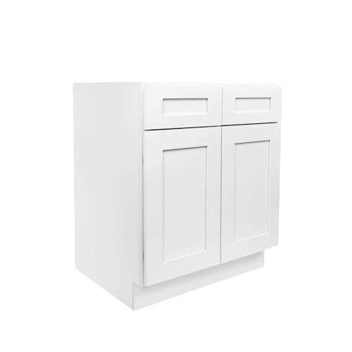 Load image into Gallery viewer, B42 Ready to Ship Cabinets Soft Edge 2 Door Base Cabinet with 2 Drawers and Shelf, 30&quot; W x 34 1/2&quot; H x 24&quot; D inch
