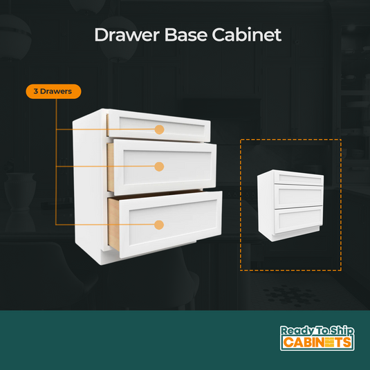 3DB36 Base Cabinet, 3 Drawers, 36" W x 34.5" H x 24" D