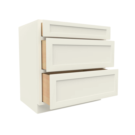 3DB30 Soft Edge 3 Drawers Vanity Base Cabinet, 30W x 34.5H x 24D inch