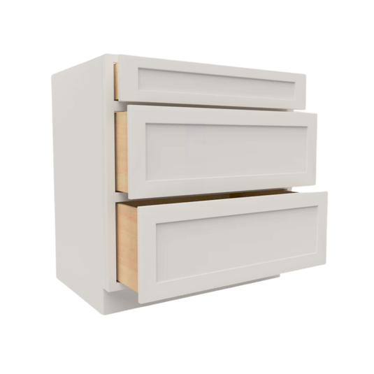 3DB30 Soft Edge 3 Drawers Vanity Base Cabinet, 30W x 34.5H x 24D inch