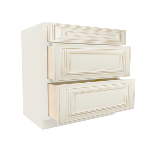 3DB36 Base Cabinet, 3 Drawers, 36" W x 34.5" H x 24" D