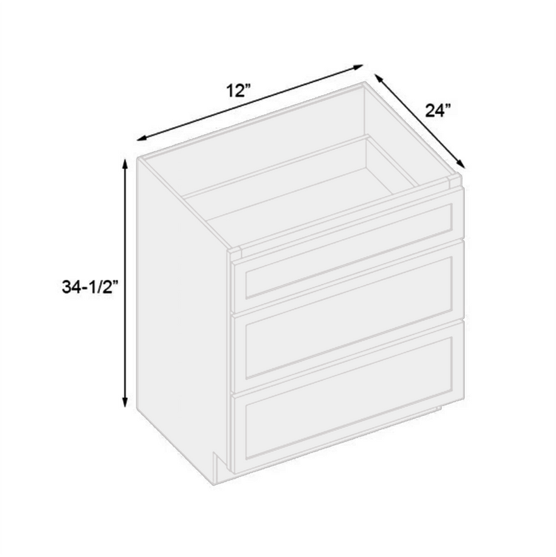 Load image into Gallery viewer, 3DB12 Ready to Ship Cabinets Soft Edge 3 Drawers Vanity Base Cabinet, 12W x 34.5H x 24D inch
