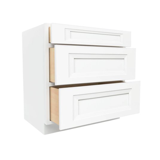 VDB12 Soft Edge Three Drawer Vanity Cabinet, 12W x 34.5H x 21D inch