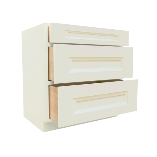 VDB18 Soft Edge 3 Drawer Vanity Cabinet, 18W x 34.5H x 21D inch