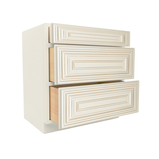 VDB24 Soft Edge 3 Drawer Vanity Cabinet, 24W x 34.5H x 21D inch