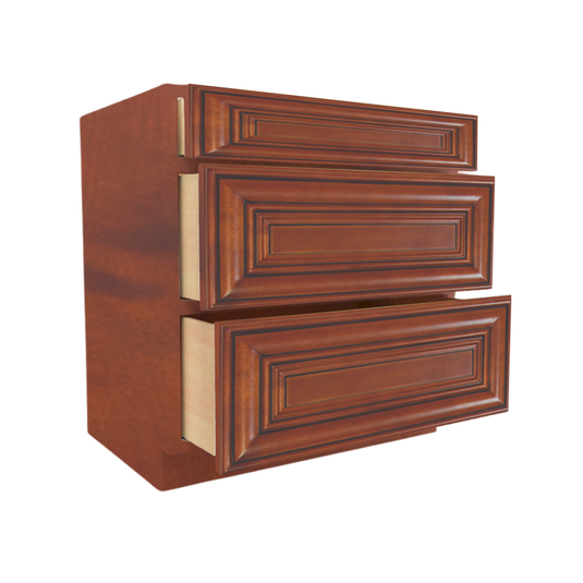 VDB12 Soft Edge Three Drawer Vanity Cabinet, 12W x 34.5H x 21D inch