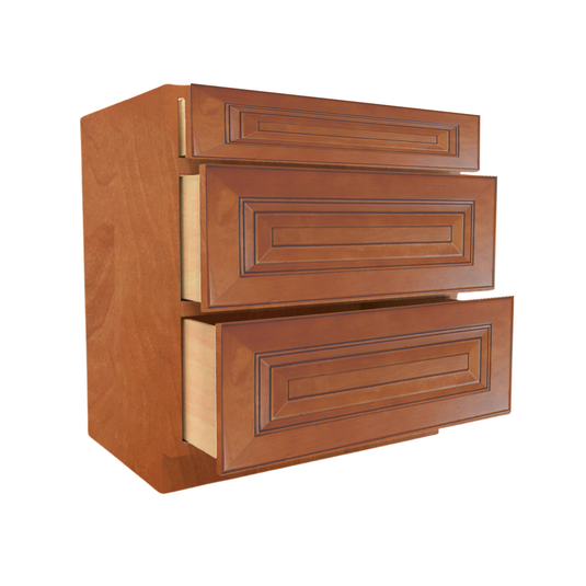 3DB36 Base Cabinet, 3 Drawers, 36" W x 34.5" H x 24" D