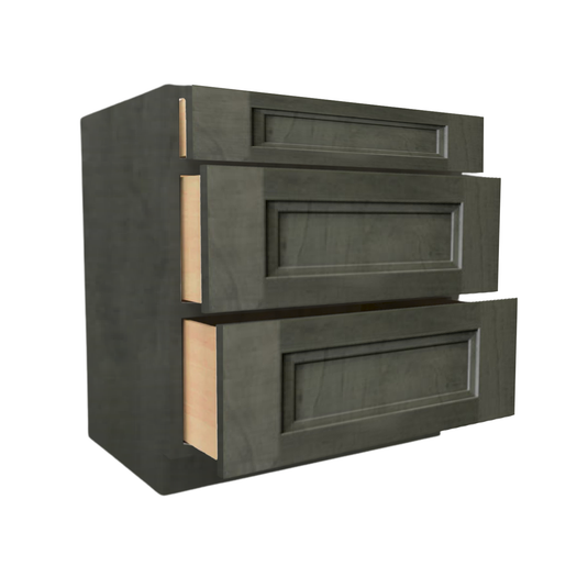 3DB30 Soft Edge 3 Drawers Vanity Base Cabinet, 30W x 34.5H x 24D inch