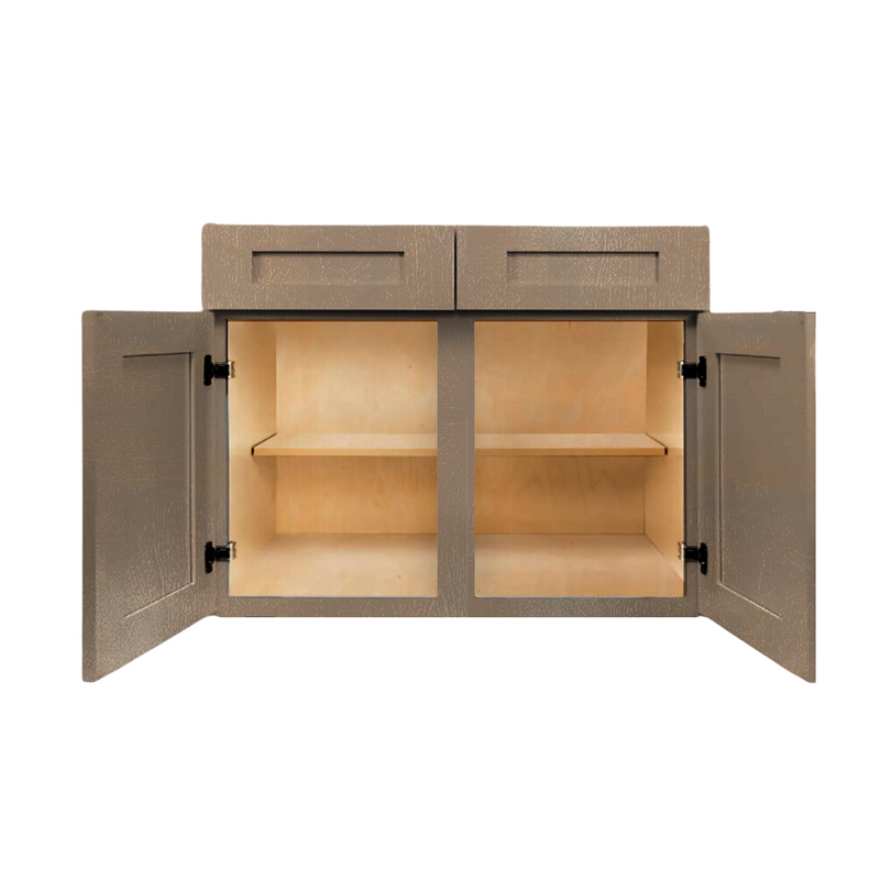 Load image into Gallery viewer, B42 Ready to Ship Cabinets Soft Edge 2 Door Base Cabinet with 2 Drawers and Shelf, 30&quot; W x 34 1/2&quot; H x 24&quot; D inch
