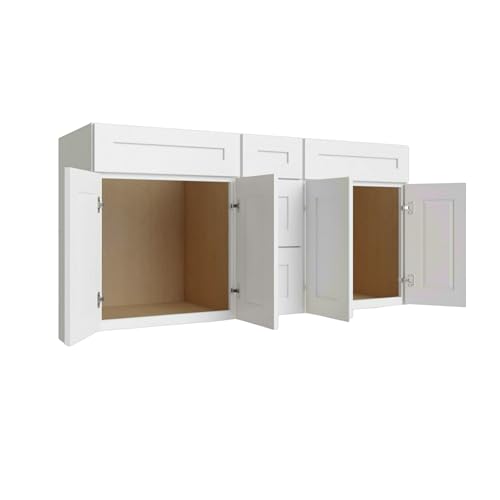 Load image into Gallery viewer, Vanity Sink Base Cabinet 3 Drawers Middle, Double Sink 60&quot; W x 34.5&quot; H x 21&quot; D
