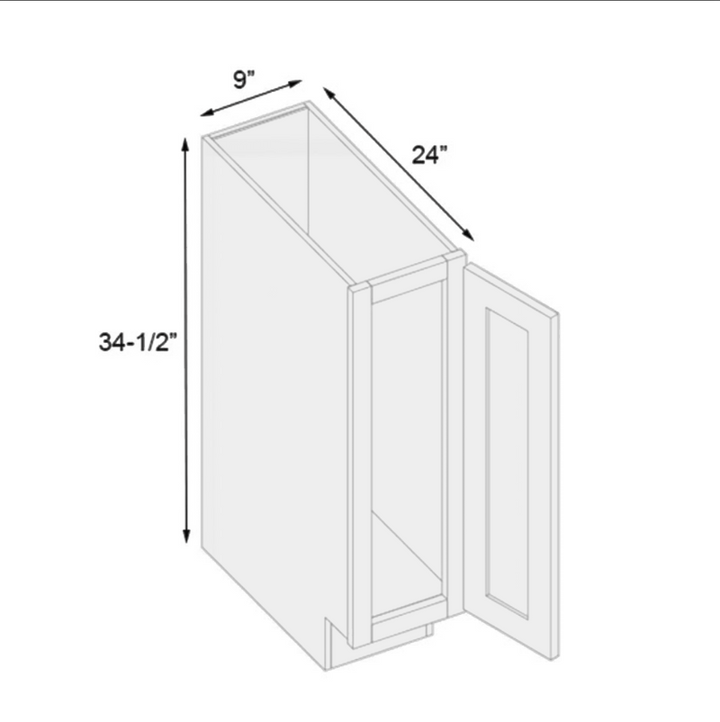 Load image into Gallery viewer, B09FHD Soft Close 1 Door Full Height Vanity Base Cabinet, 9W x 34.5H x 24D inch
