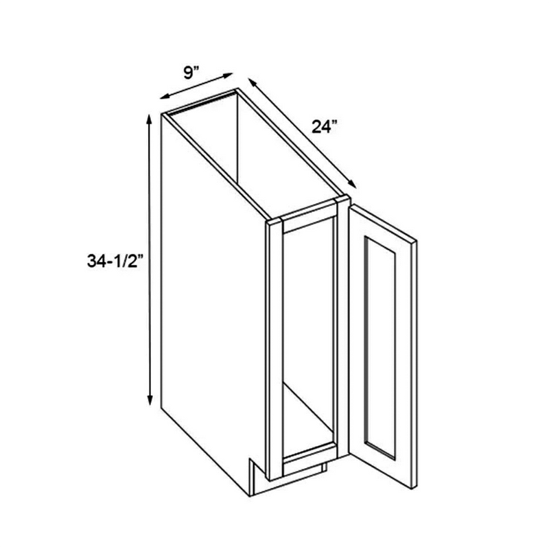 Load image into Gallery viewer, B09FHD Soft Close 1 Door Full Height Vanity Base Cabinet, 9W x 34.5H x 24D inch
