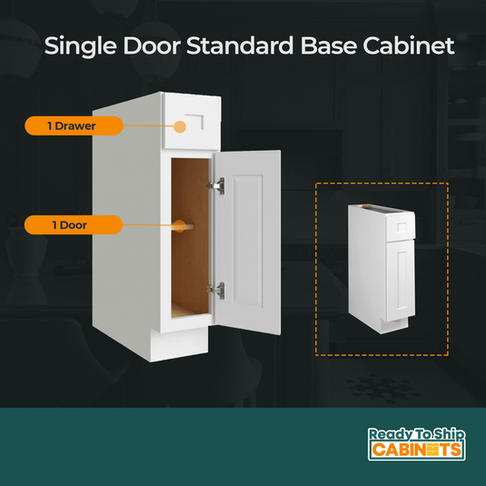 B09 Single Door Kitchen Cabinet with Drawer, 9W x 34.5H x 24D inch