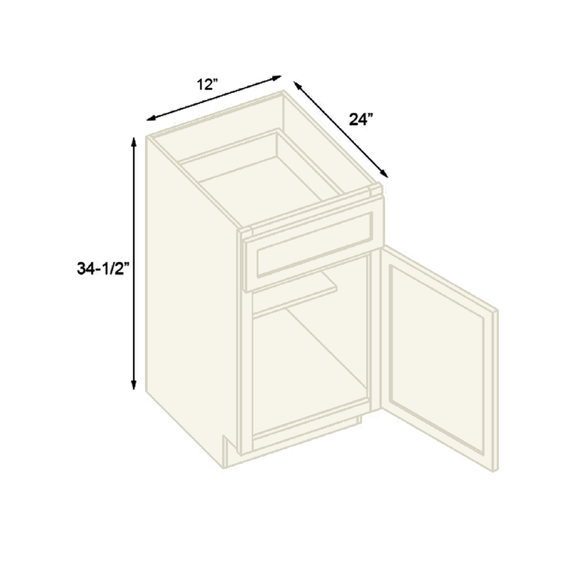 Load image into Gallery viewer, B12 Standard Base Cabinet 1 Door,1 Shelf, 1 Drawer 12&quot; W x 34.5&quot; H x 24&quot; D
