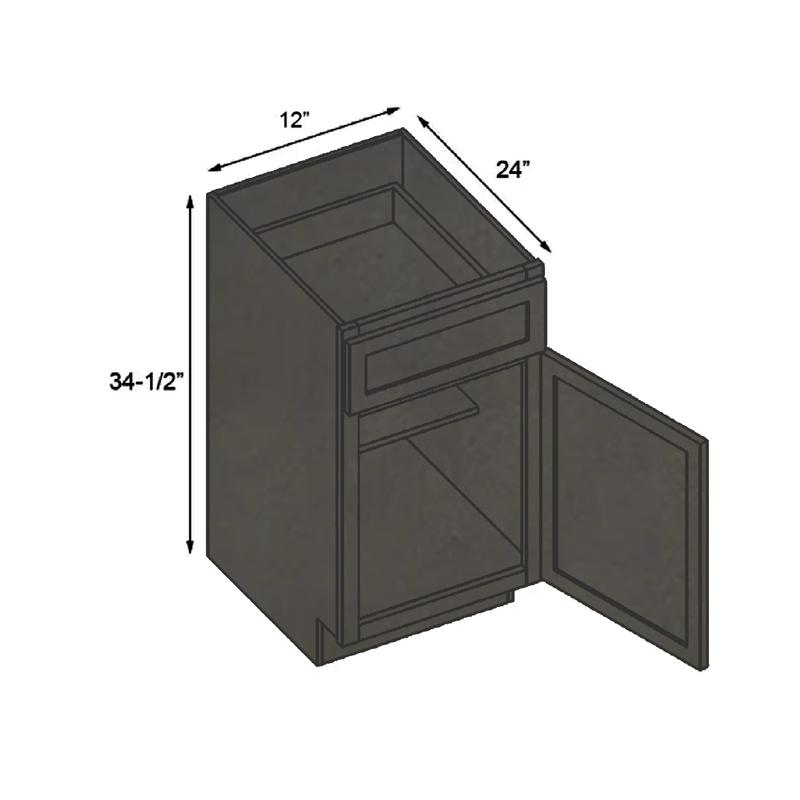 Load image into Gallery viewer, B12 Standard Base Cabinet 1 Door,1 Shelf, 1 Drawer 12&quot; W x 34.5&quot; H x 24&quot; D
