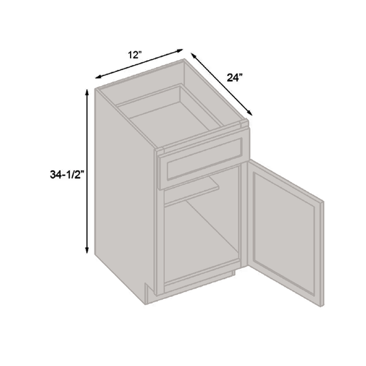 B12 Standard Base Cabinet 1 Door,1 Shelf, 1 Drawer 12" W x 34.5" H x 24" D