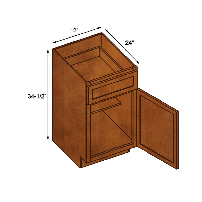 Load image into Gallery viewer, B12 Standard Base Cabinet 1 Door,1 Shelf, 1 Drawer 12&quot; W x 34.5&quot; H x 24&quot; D
