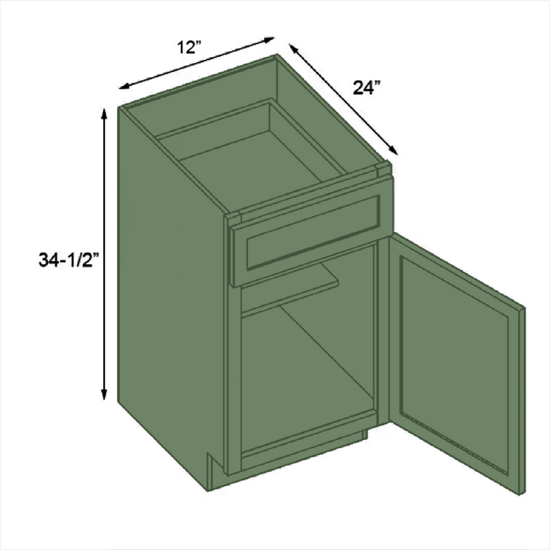 Load image into Gallery viewer, B12 Standard Base Cabinet 1 Door,1 Shelf, 1 Drawer 12&quot; W x 34.5&quot; H x 24&quot; D
