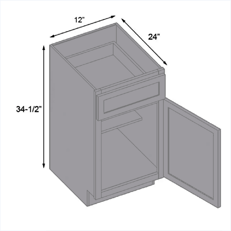 Load image into Gallery viewer, B12 Standard Base Cabinet 1 Door,1 Shelf, 1 Drawer 12&quot; W x 34.5&quot; H x 24&quot; D
