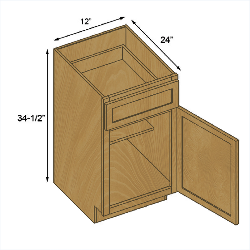 Load image into Gallery viewer, B12 Standard Base Cabinet 1 Door,1 Shelf, 1 Drawer 12&quot; W x 34.5&quot; H x 24&quot; D
