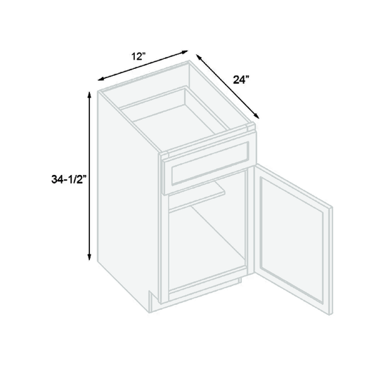 B12 Standard Base Cabinet 1 Door,1 Shelf, 1 Drawer 12" W x 34.5" H x 24" D