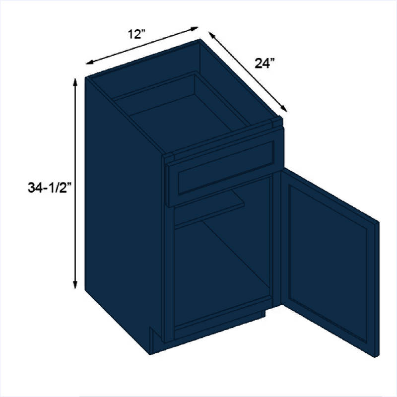 Load image into Gallery viewer, B12 Standard Base Cabinet 1 Door,1 Shelf, 1 Drawer 12&quot; W x 34.5&quot; H x 24&quot; D
