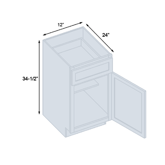 B12 Standard Base Cabinet 1 Door,1 Shelf, 1 Drawer 12" W x 34.5" H x 24" D