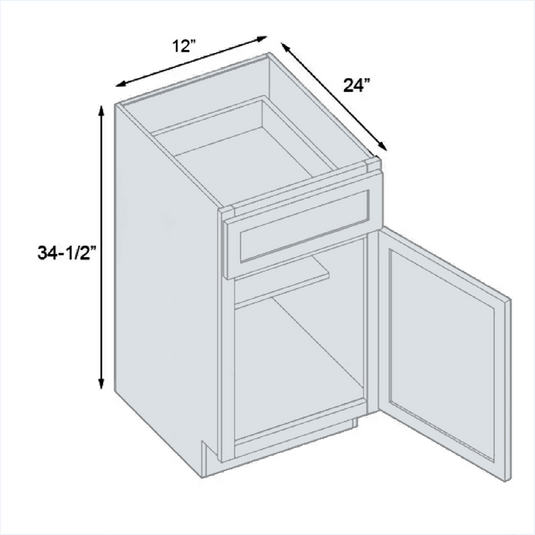 B12 Standard Base Cabinet 1 Door,1 Shelf, 1 Drawer 12" W x 34.5" H x 24" D