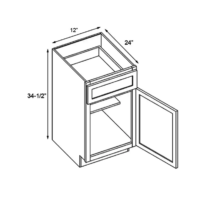 Load image into Gallery viewer, B12 Standard Base Cabinet 1 Door,1 Shelf, 1 Drawer 12&quot; W x 34.5&quot; H x 24&quot; D
