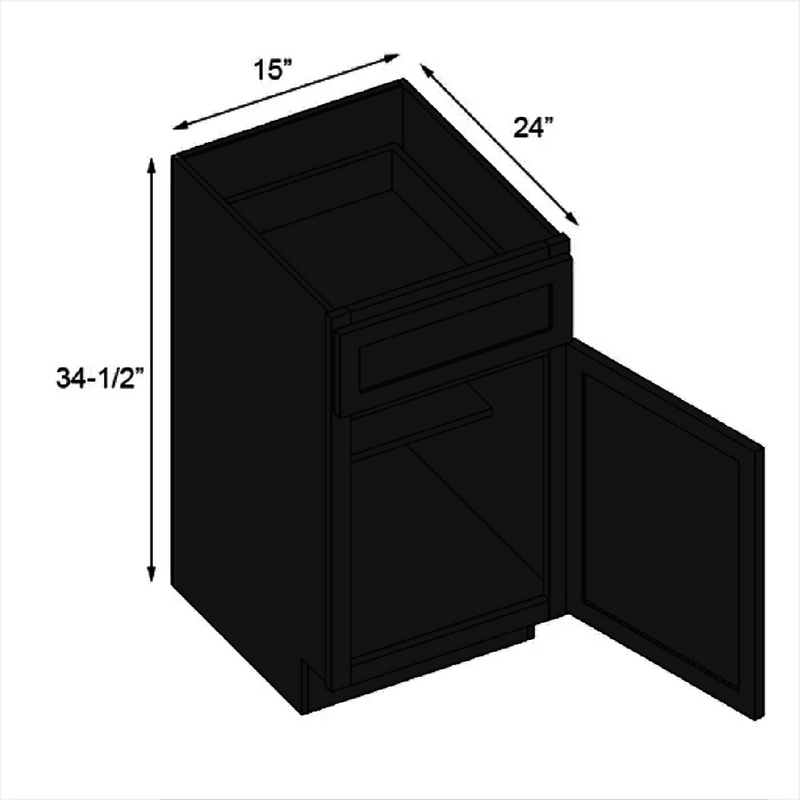 Load image into Gallery viewer, B15 Ready To Ship Standard Base Cabinet 1 Door,1 Shelf, 1 Drawer 15&quot; W x 34.5&quot; H x 24&quot; D
