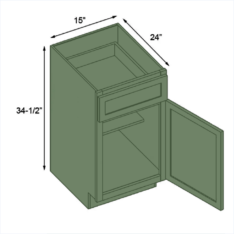 Load image into Gallery viewer, B15 Ready To Ship Standard Base Cabinet 1 Door,1 Shelf, 1 Drawer 15&quot; W x 34.5&quot; H x 24&quot; D
