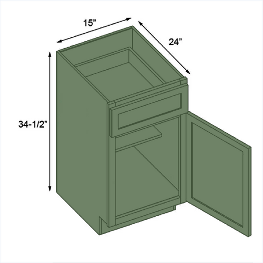 B15 Ready To Ship Standard Base Cabinet 1 Door,1 Shelf, 1 Drawer 15" W x 34.5" H x 24" D