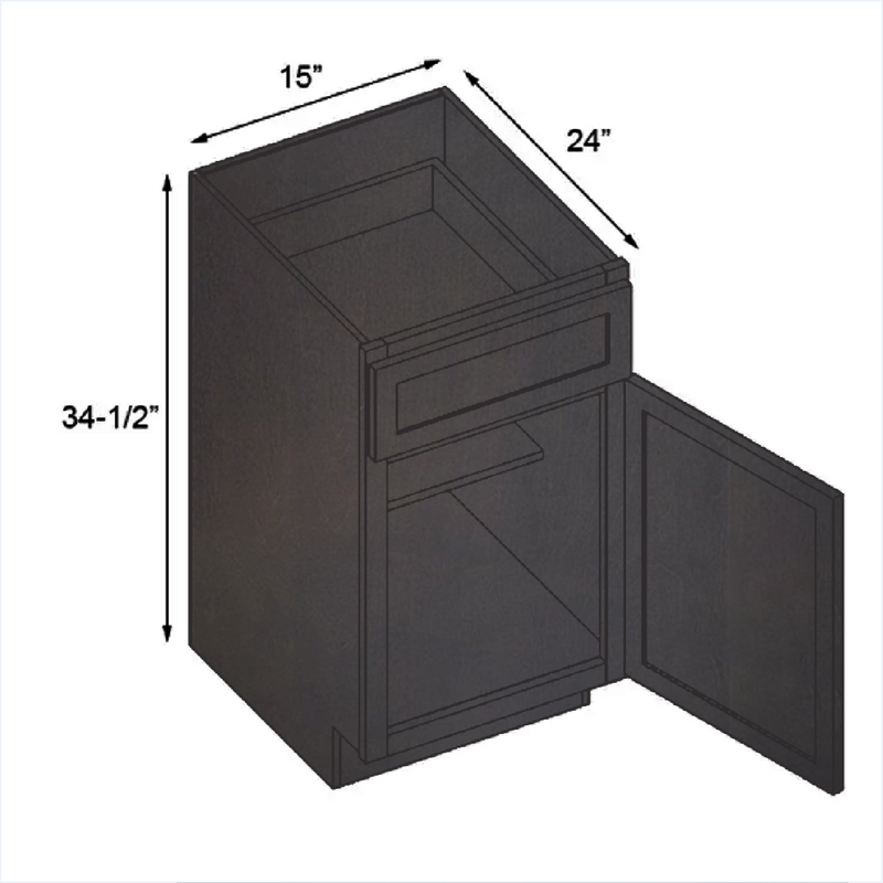 Load image into Gallery viewer, B15 Ready To Ship Standard Base Cabinet 1 Door,1 Shelf, 1 Drawer 15&quot; W x 34.5&quot; H x 24&quot; D
