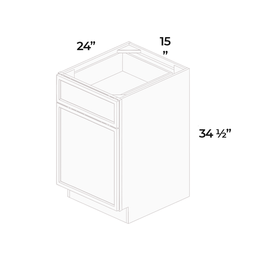 B15 Ready To Ship Standard Base Cabinet 1 Door,1 Shelf, 1 Drawer 15" W x 34.5" H x 24" D