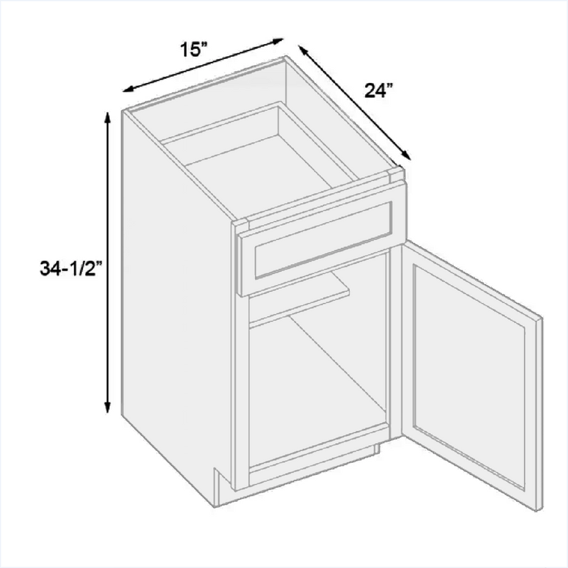 Load image into Gallery viewer, B15 Ready To Ship Standard Base Cabinet 1 Door,1 Shelf, 1 Drawer 15&quot; W x 34.5&quot; H x 24&quot; D
