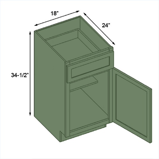 B18 Ready To Ship Soft Edge 1 Door Base Cabinet with Drawer and Shelf, 18W x 34H x 24D inch