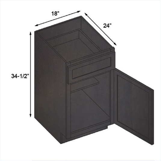 B18 Ready To Ship Soft Edge 1 Door Base Cabinet with Drawer and Shelf, 18W x 34H x 24D inch