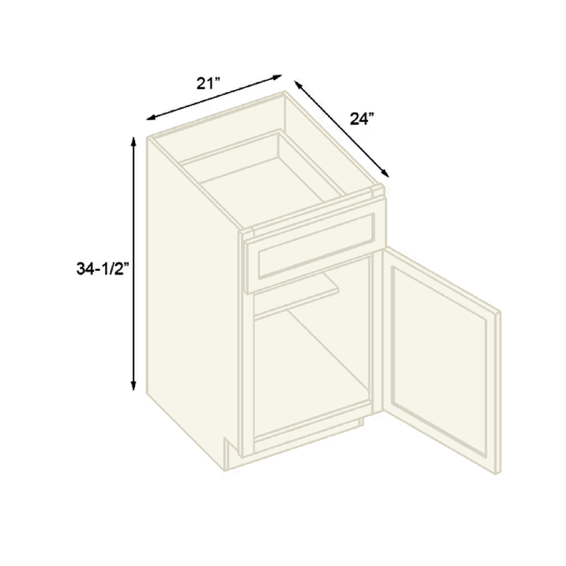 Load image into Gallery viewer, B21 Ready To Ship Cabinets Standard Base Cabinet 1 Door,1 Shelf, 1 Drawer 21&quot; W x 34.5&quot; H x 24&quot; D
