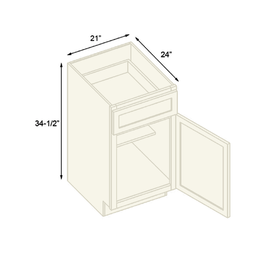 B21 Ready To Ship Cabinets Standard Base Cabinet 1 Door,1 Shelf, 1 Drawer 21" W x 34.5" H x 24" D