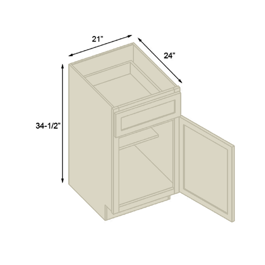 B21 Ready To Ship Cabinets Standard Base Cabinet 1 Door,1 Shelf, 1 Drawer 21" W x 34.5" H x 24" D