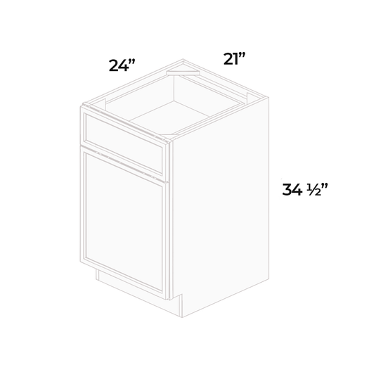 B21 Ready To Ship Cabinets Standard Base Cabinet 1 Door,1 Shelf, 1 Drawer 21" W x 34.5" H x 24" D