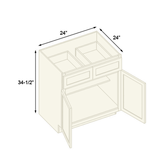 B24 Ready To Ship Cabinets Soft Edge 2 Door Base Cabinet with Drawer and Shelf, 24W x 34.5H x 24D inch