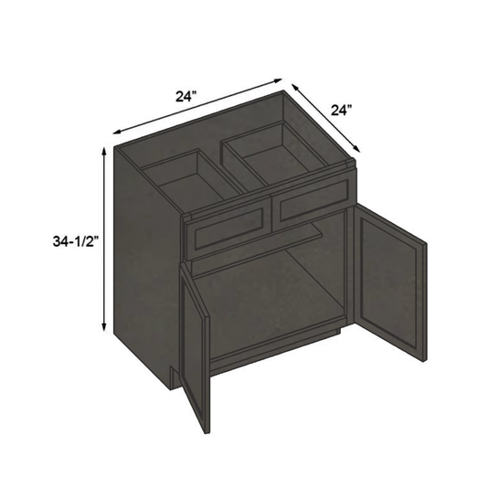 B24 Ready To Ship Cabinets Soft Edge 2 Door Base Cabinet with Drawer and Shelf, 24W x 34.5H x 24D inch