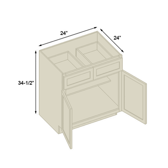 B24 Ready To Ship Cabinets Soft Edge 2 Door Base Cabinet with Drawer and Shelf, 24W x 34.5H x 24D inch