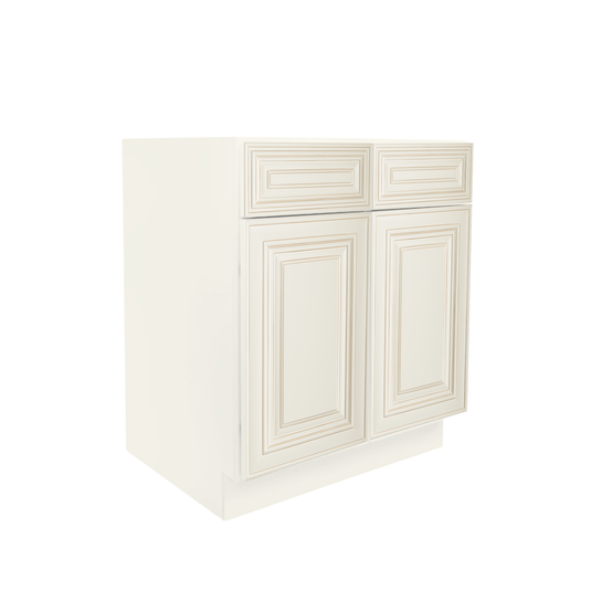 B36 Ready To Ship Cabinets Soft Edge 2 Door Base Cabinet with 2 Drawers and Shelf, 36" W x 34 1/2" H x 24" D inch