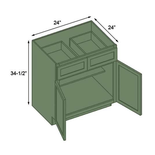 B24 Ready To Ship Cabinets Soft Edge 2 Door Base Cabinet with Drawer and Shelf, 24W x 34.5H x 24D inch