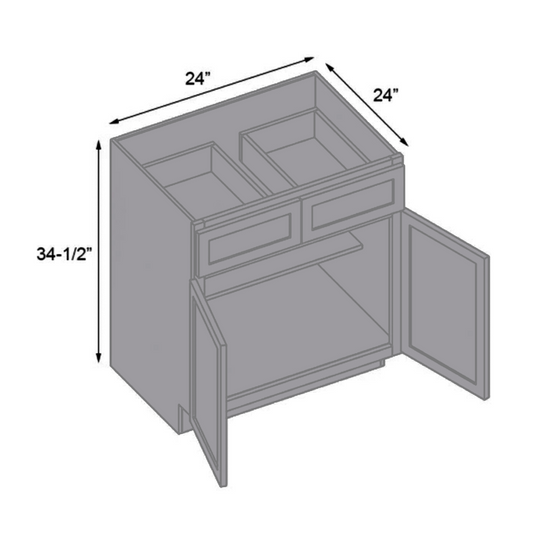 B24 Ready To Ship Cabinets Soft Edge 2 Door Base Cabinet with Drawer and Shelf, 24W x 34.5H x 24D inch